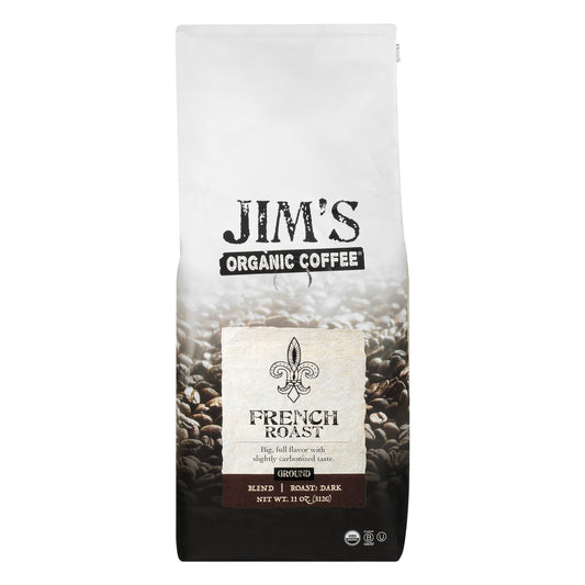 Jim's Organic Coffee French Roast Organic Ground Coffee 11oz Pack of 6