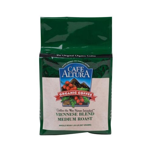 Cafe Altura Organic Vienna Blend Coffee Beans 1.25lb Pack of 6