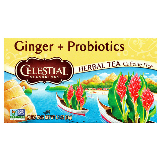 Celestial Seasonings Tea Herb Ginger Probiotc 16 Bag (Pack of 6)