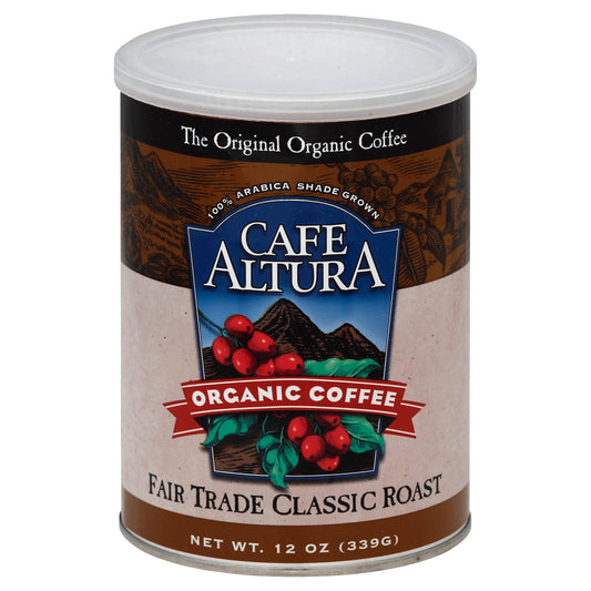 Cafe Altura Coffee Ground Classic Roast Organic FTC 12oz Pack of 6