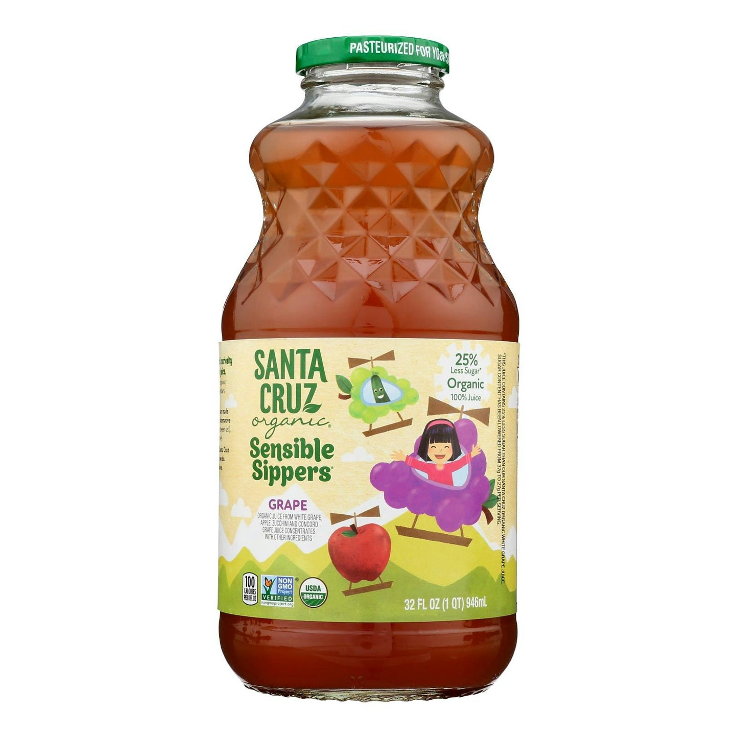 Santa Cruz Organic Juice Sensible Sippers Grape 32 fl. oz (Pack of 6)