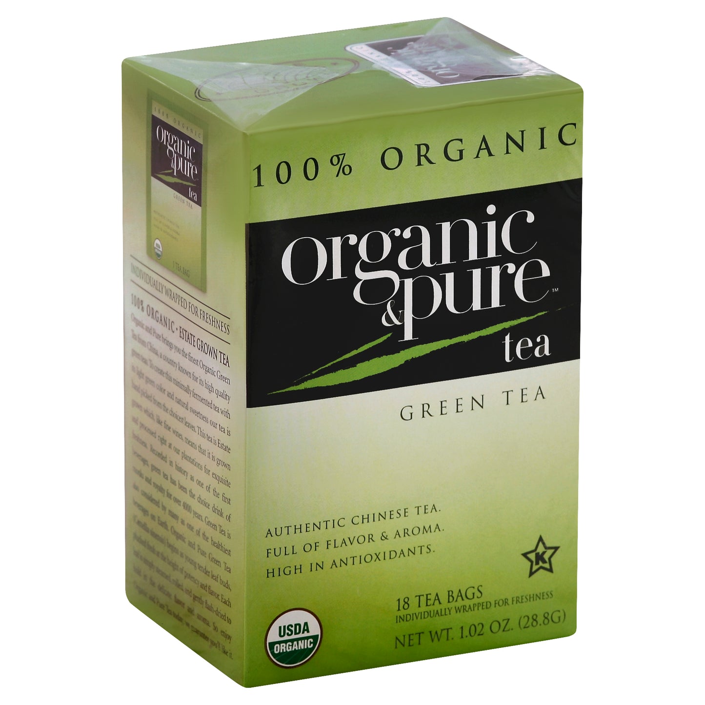 Organic & Pure Tea Green 18 Bag (Pack Of 6)