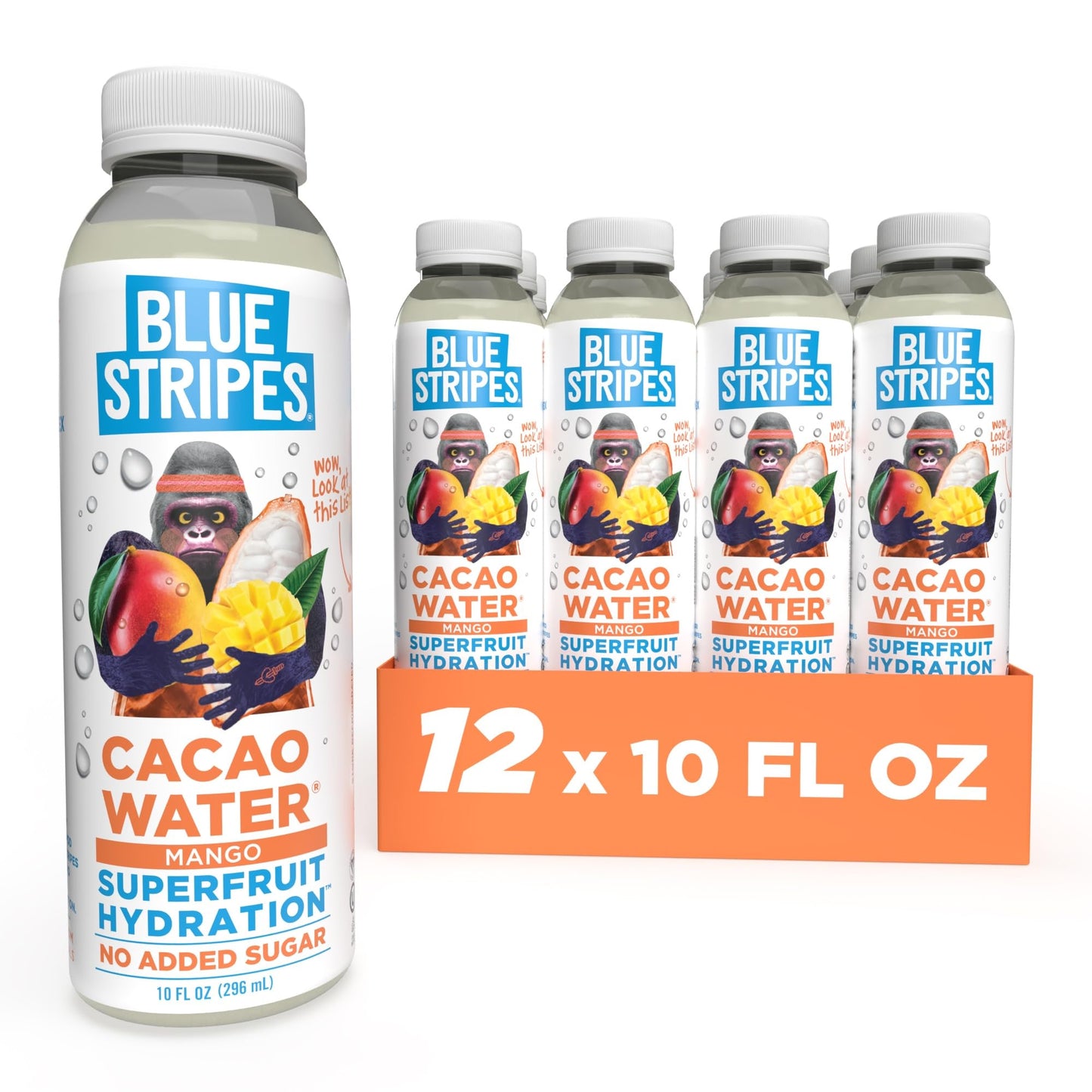 Blue Stripes Water Cacao Mango 10 fl oz Pack of 12