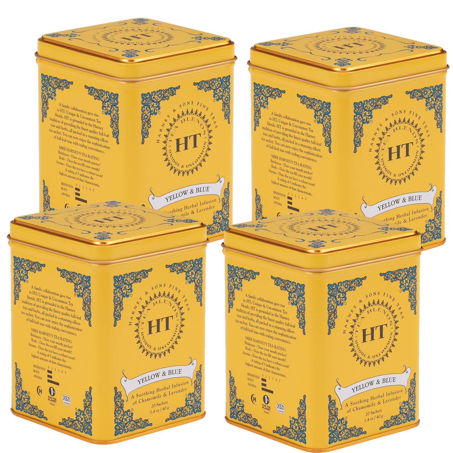 Harney & Sons Yellow & Blue Herbal Tea 20 Bags (Pack of 4)