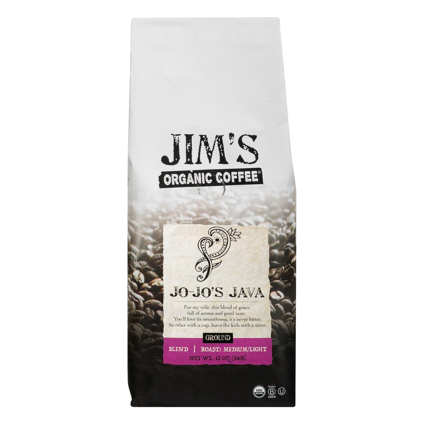 Jim's Organic Coffee Jojo's Java Organic Ground Coffee 12oz Pack of 6