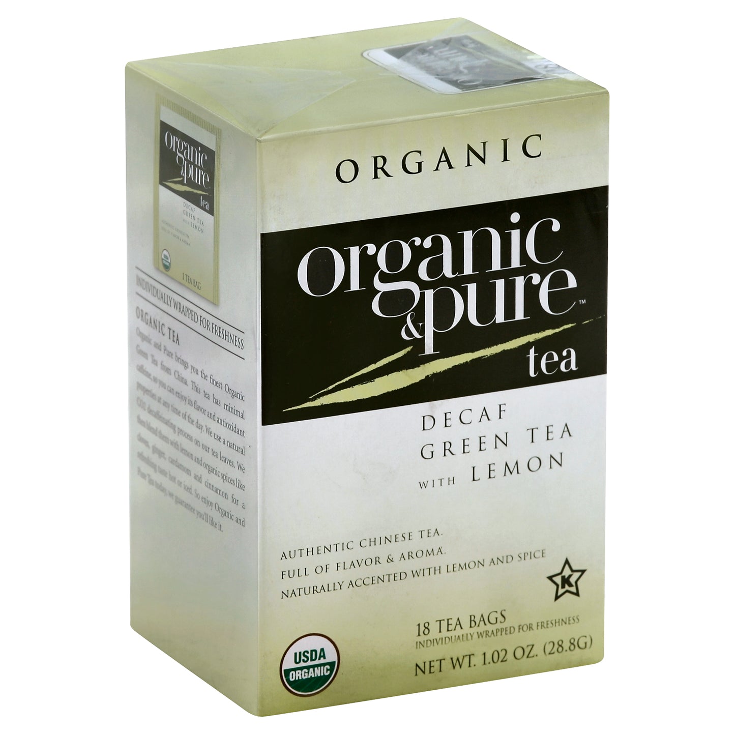 Organic & Pure Tea Green Decaffeinated Lemon 18 Bag (Pack Of 6)