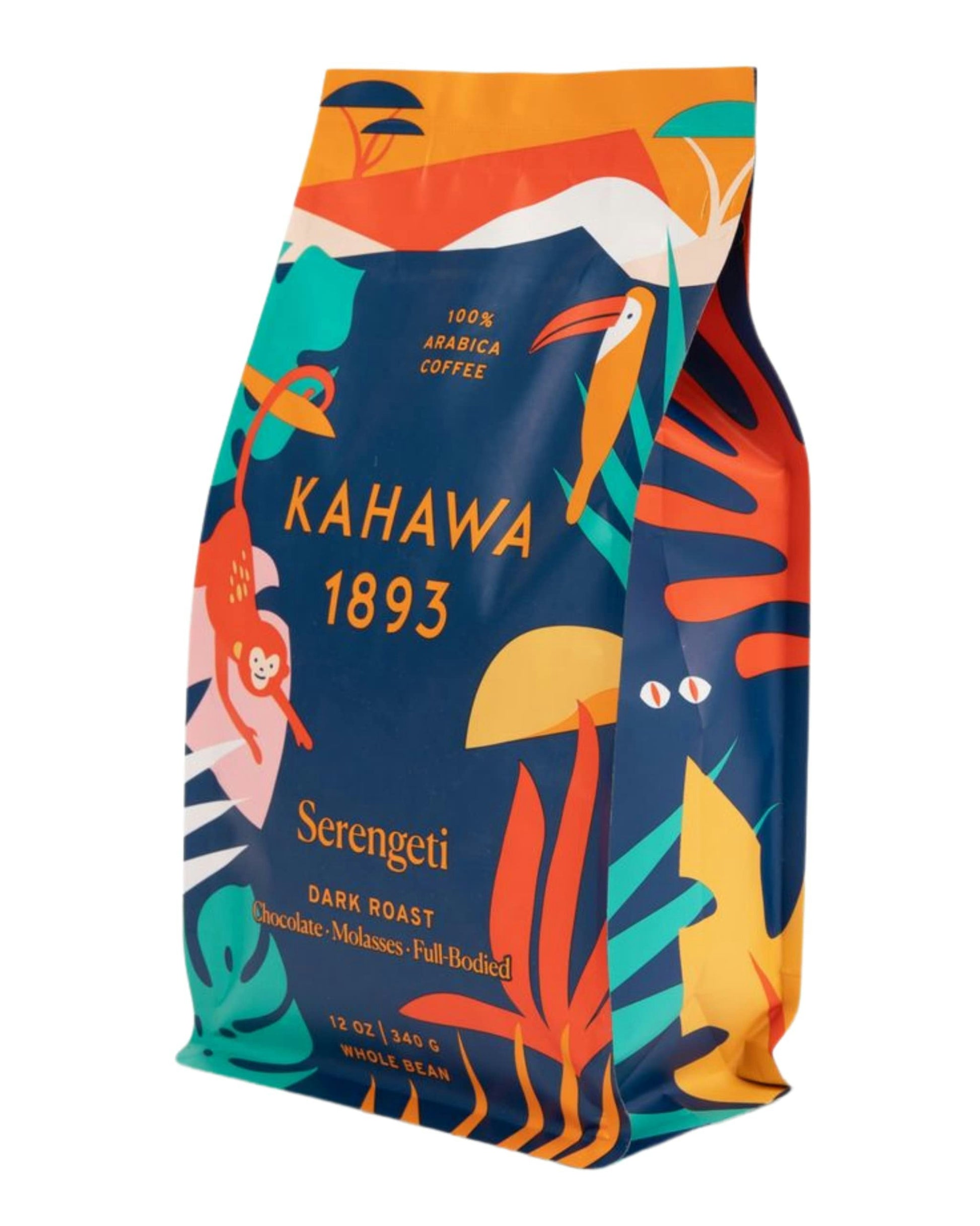 Kahawa 1893 - Coffee Whole Bean Dark Roasted Serengeti 12 oz (Pack of 6)