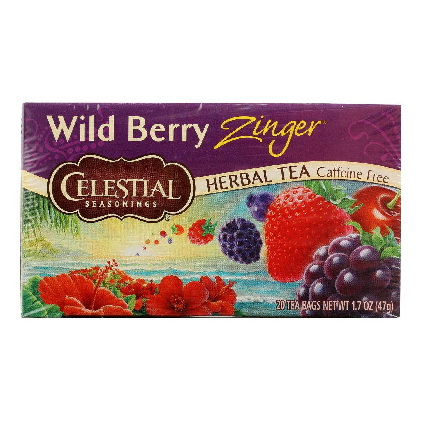 Celestial Seasonings Herbal Tea Caffeine Free Wild Berry Zinger - 20 Per Pack (6 Packs Total)