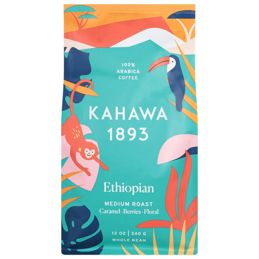 Kahawa 1893 - Coffee Whole Bean Medium Roasted Ethiopian 12 oz (Pack of 6)