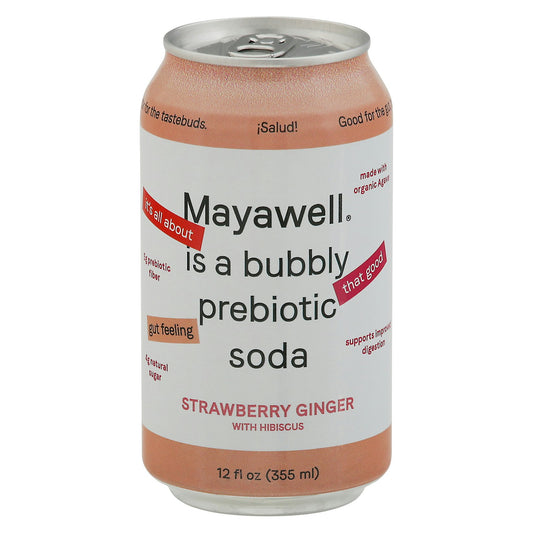 Mayawell Prebiotic Soda Strawberry Ginger 12 FO (Pack of 12)