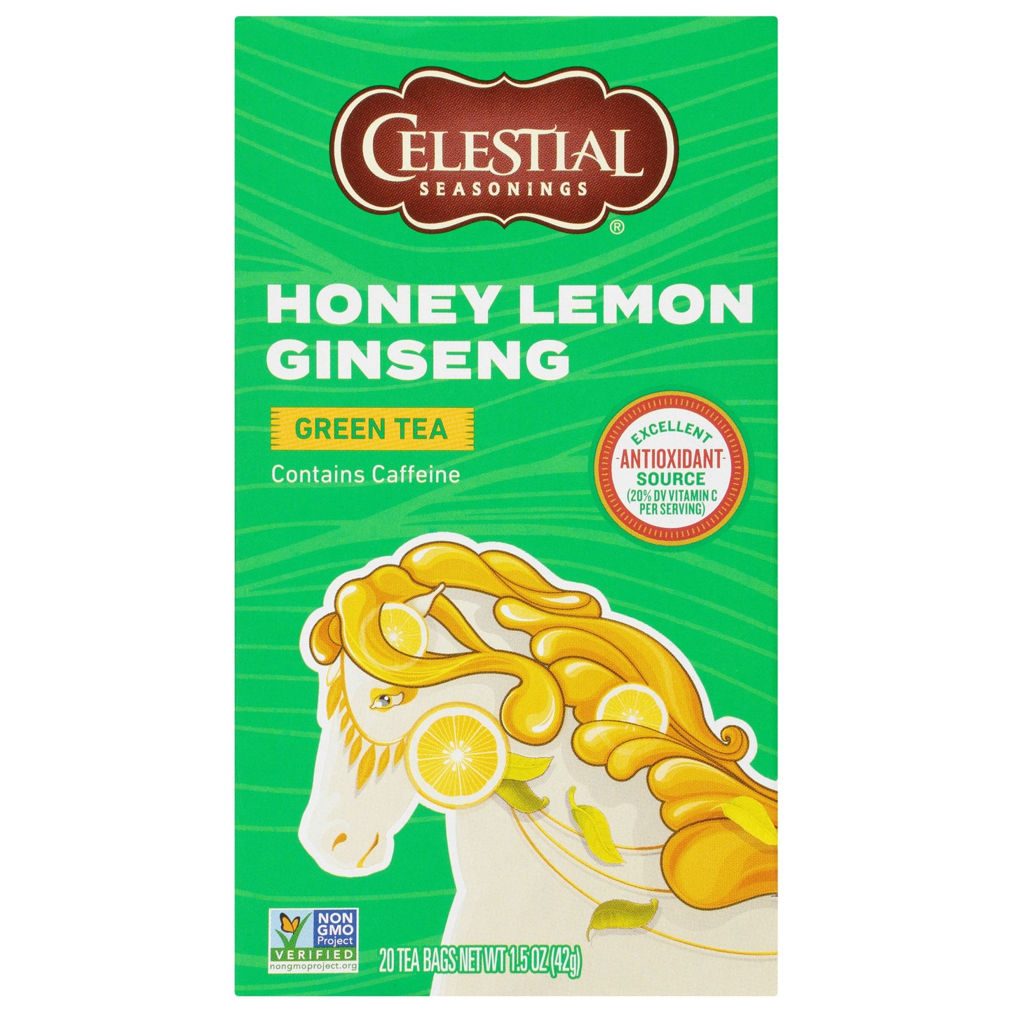 Celestial Seasonings Tea Grain Honey Lemon Ginseng 20 Bag (Pack of 6)