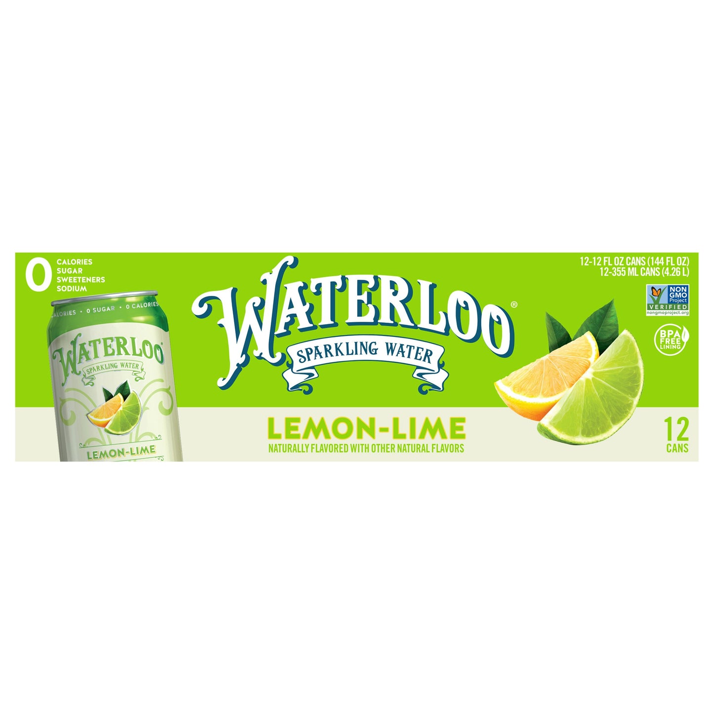 Waterloo Sparkling Water Lemon Lime 144 FO (Pack of 2)