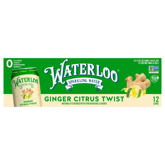 Waterloo Sparkling Water Ginger Citrus Twist 144 FO (Pack of 2)