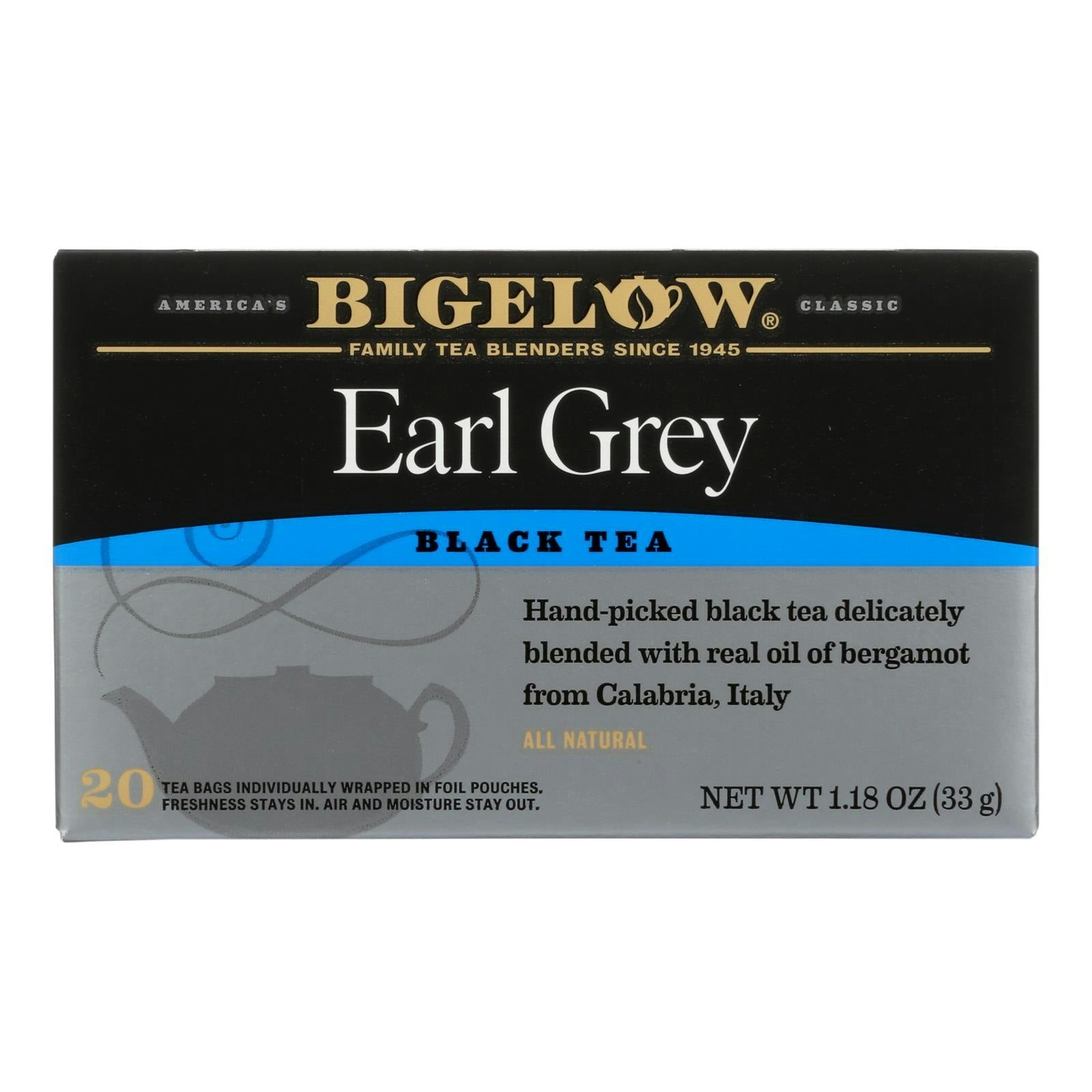 Bigelow Black Tea Bags Earl Grey 20 Count - 1.18 oz (Pack of 6)