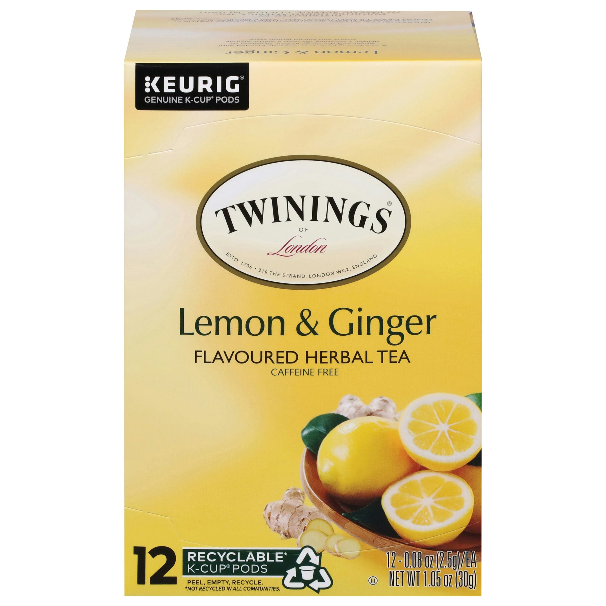 Twinings of London Herbal Tea K Cup Pods Lemon & Ginger Caffeine Free