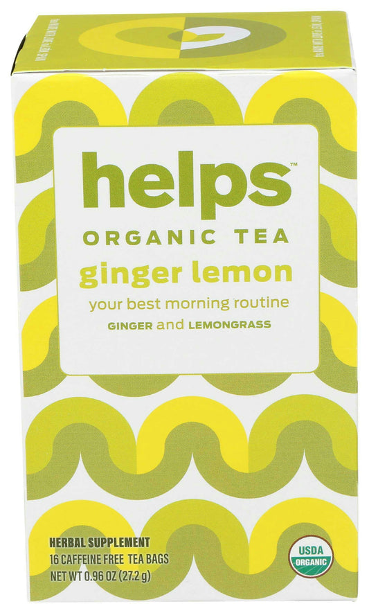 Helps Organic Ginger Lemon Tea - 16 tea bags (Pack of 6)