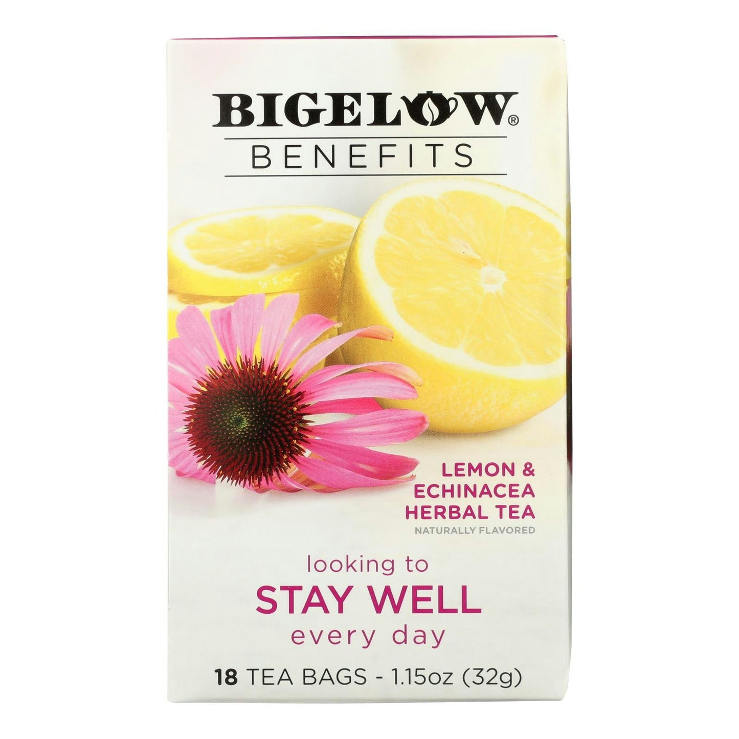 Bigelow Benefits Herbal Tea Lemon & Echinacea - 18 per Pack (6 Packs Total)