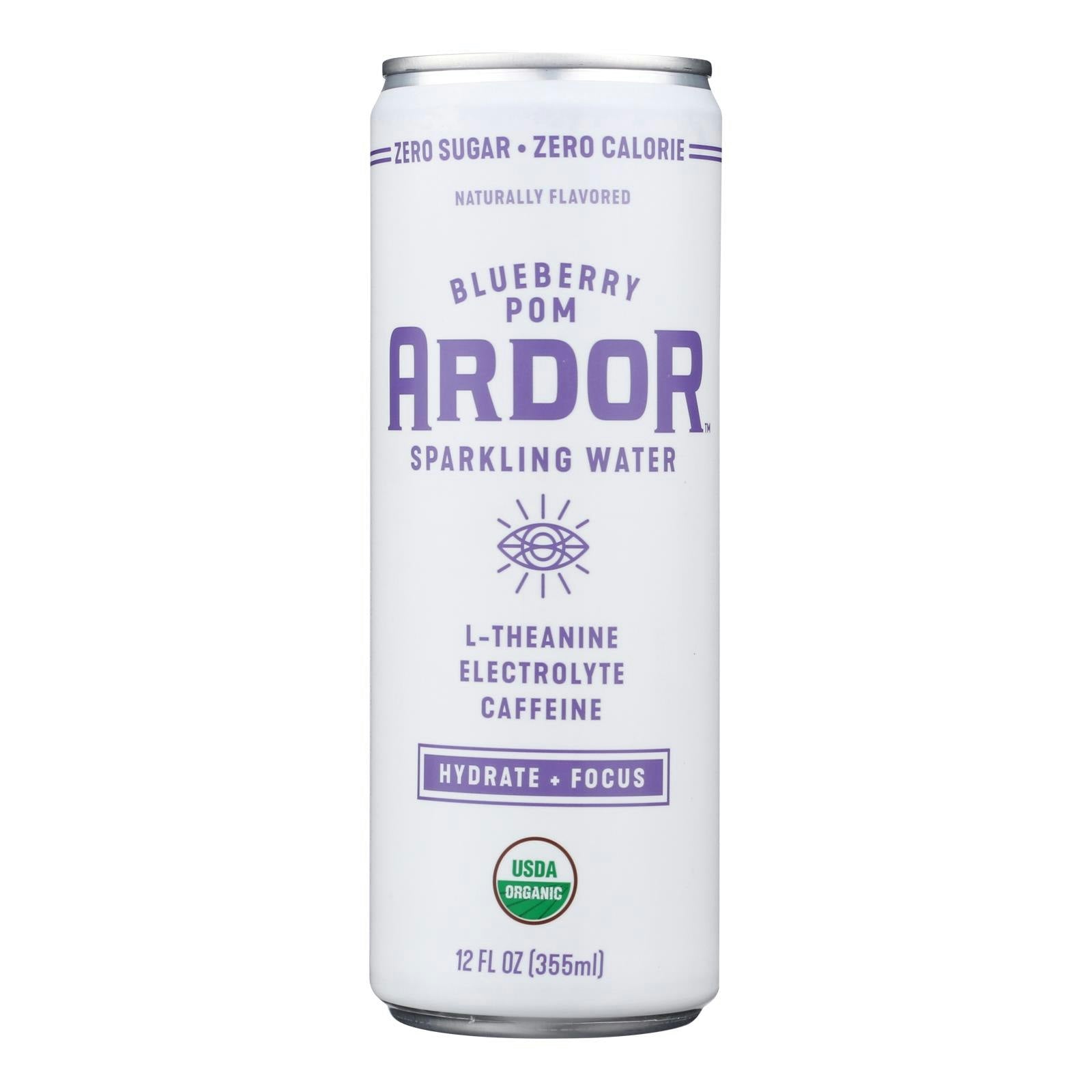 Ardor Sparkling Water - Blueberry Pom Energy 12 fl. oz (Pack of 12)