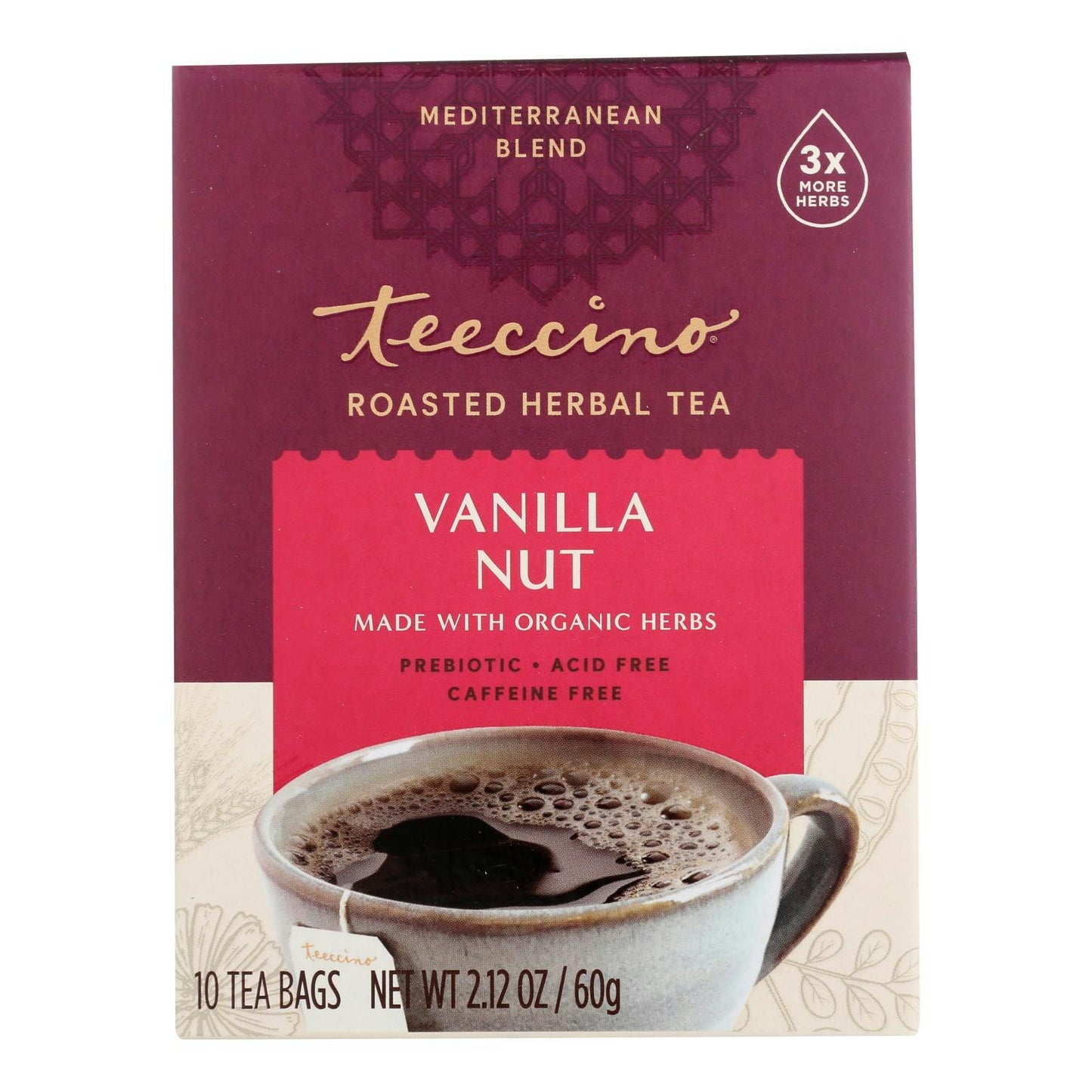 Teeccino Herbal Coffee Caffeine Free All Purpose Grind Dark Roast Vanilla Nut