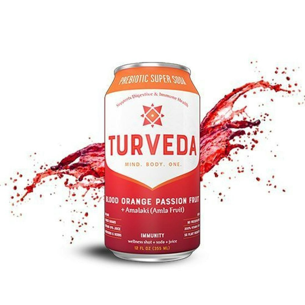 Turveda Immunity Blood Orange Passion Fruit Prebiotic Super Soda