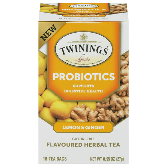 Twining Tea Tea Probiotic Lemon Ginger 18 Bag (Pack of 6)