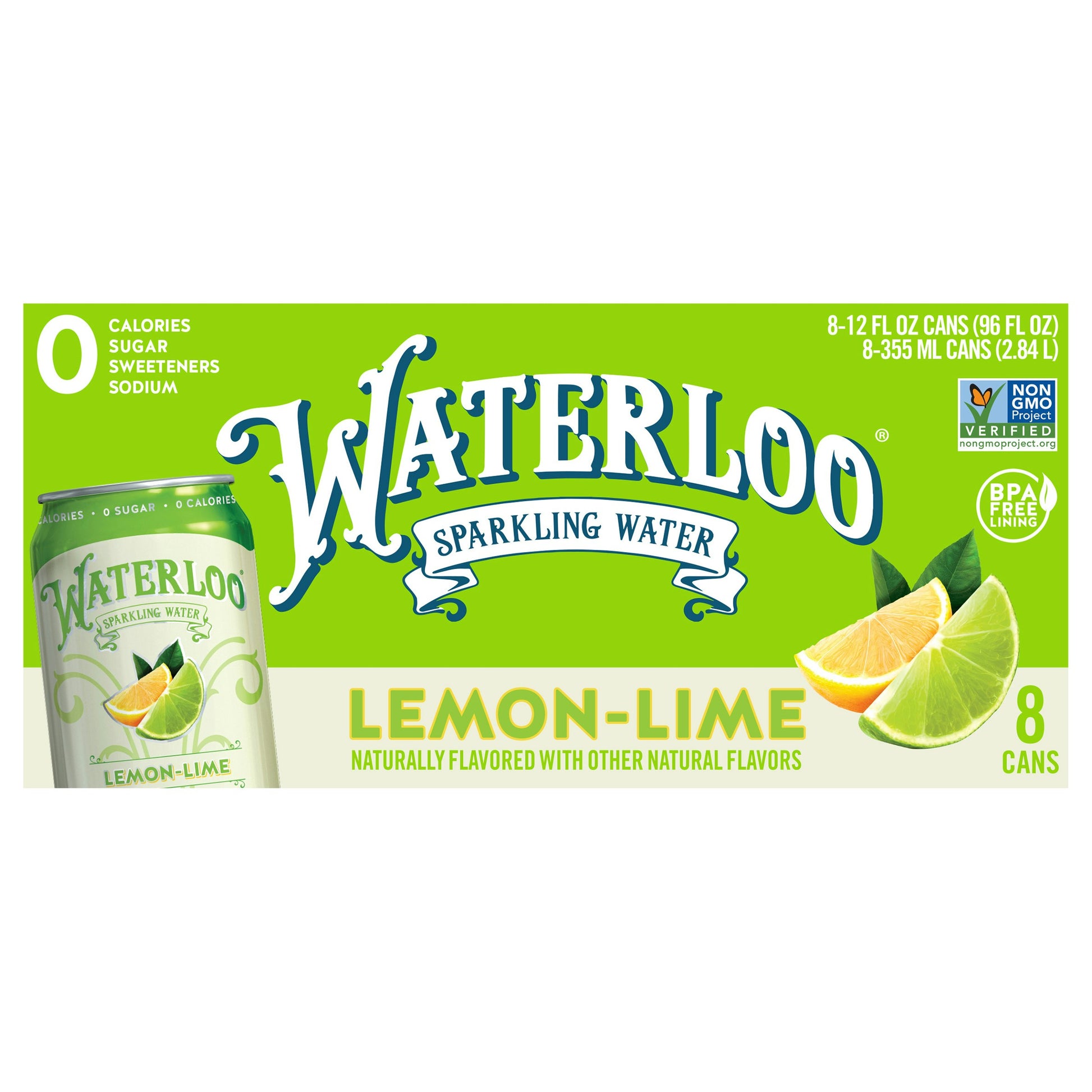 Waterloo Sparkling Water Lemon Lime 96 FO (Pack of 3)