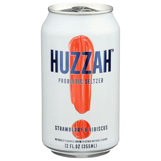 Huzzah Strawberry Hibiscus Probiotic Seltzer