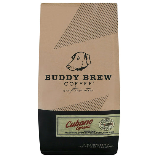 Buddy Brew - Whole Bean Cubano Espresso Coffee - 12 oz (Pack of 6)