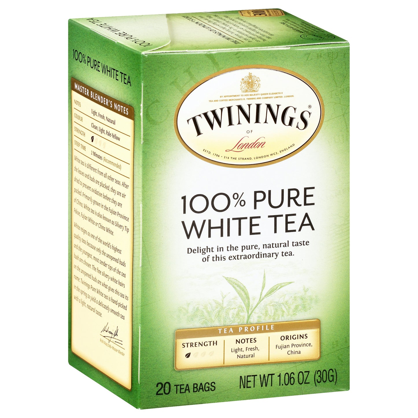 Twining Tea Tea White Pure 20 Bag (Pack of 6)