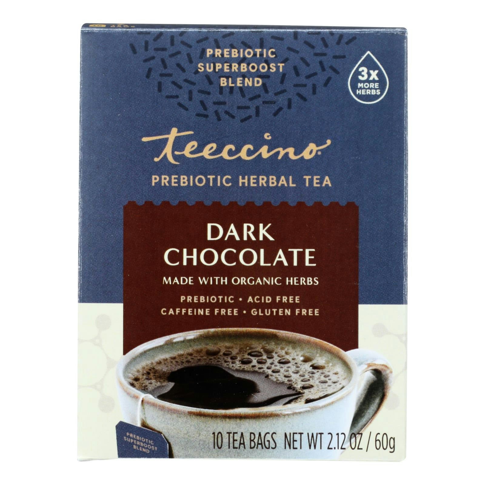 Teeccino - Tea Dark Chocolate Prebiotic 10 Bags (Pack of 6)