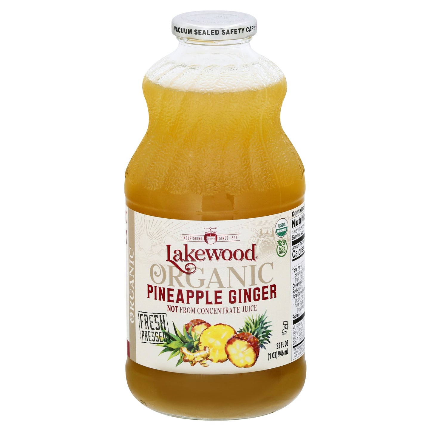 Lakewood Juice Pineapple Ginger Organic 32 FO (Pack of 6)