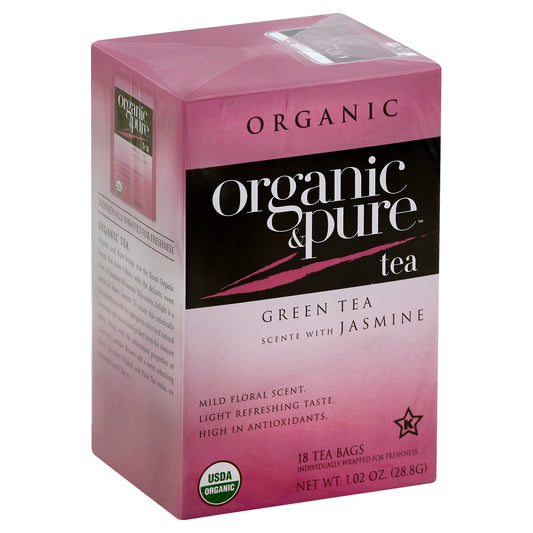 Organic & Pure Tea Green Jasmine 18 Bag (Pack Of 6)