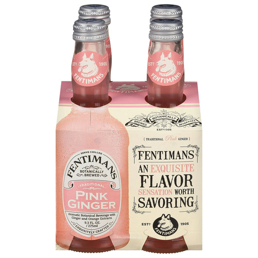 Fentimans Beverage 4 Pack Pink Ginger 37.2 fl oz (Pack of 6)