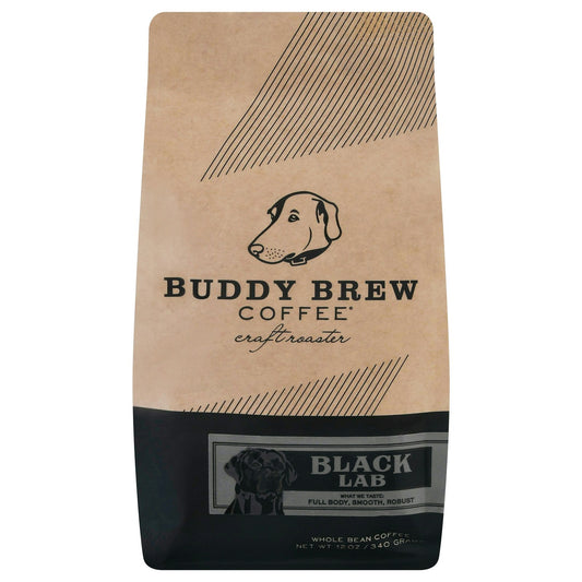 Buddy Brew - Whole Bean Black Lab Coffee - 12 oz (Pack of 6)