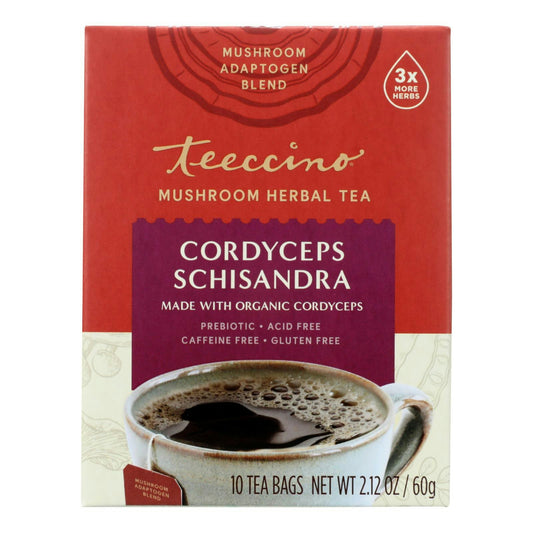 Teeccino - Mushroom Tea Cordyceps Schisandra 10 Bags (Pack of 6)